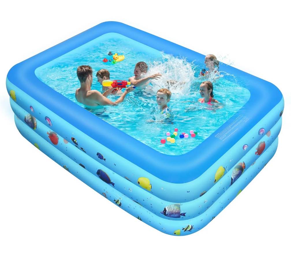 Inflatable Pool, Durable Thickened Blow up Kiddie Pool for Kids, Toddlers and Adults, BPA-Free Family Swimming Pool, 6.9 x 5 x 1.8 ft, Blue