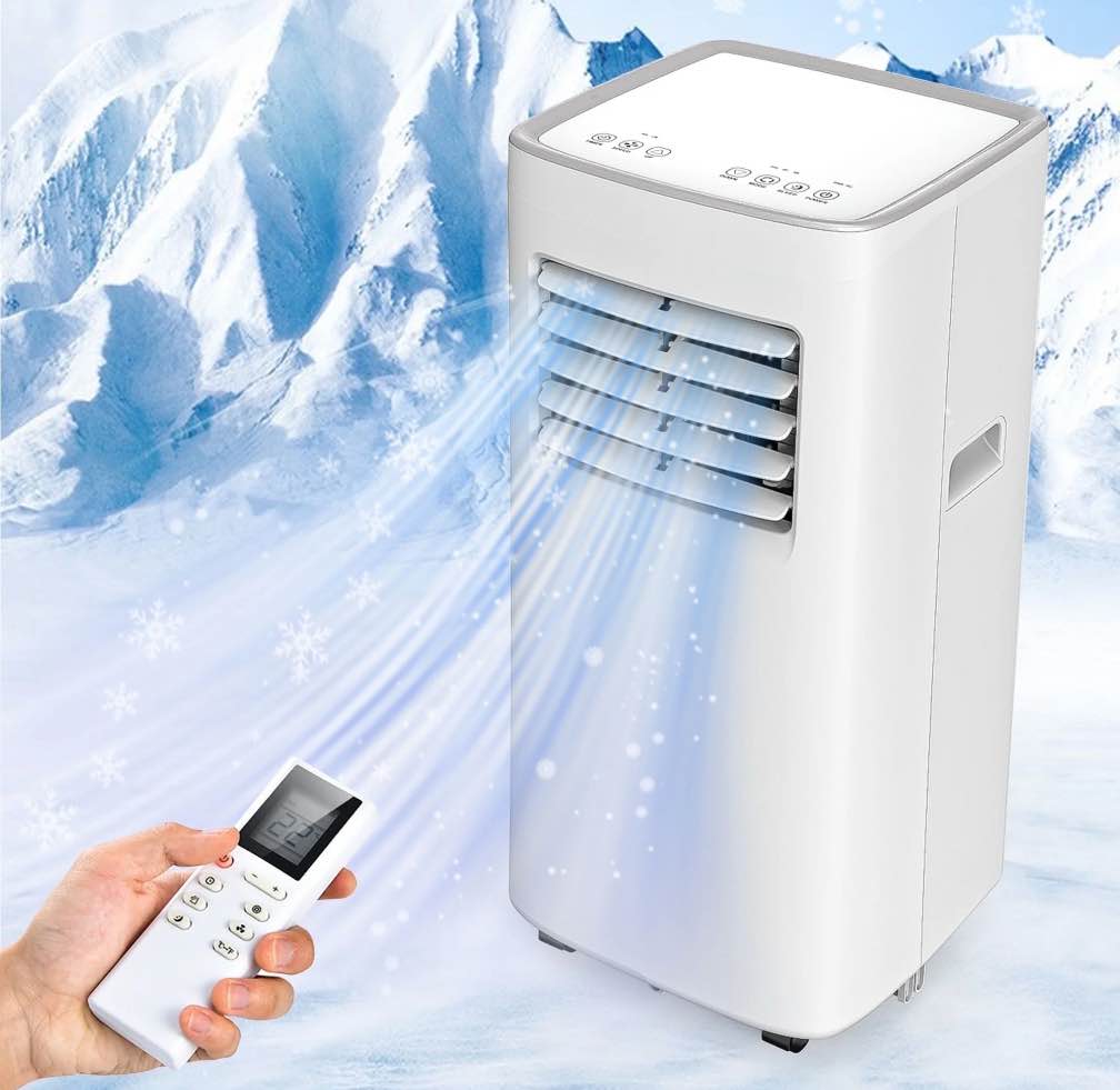 Tolsprint White 8500 BTU Portable Air Conditioner,Air Conditioner Up Cooling Range to 360 Sq.ft,3 in 1 with Remote Control,Sleep Mode, Windows Kit
