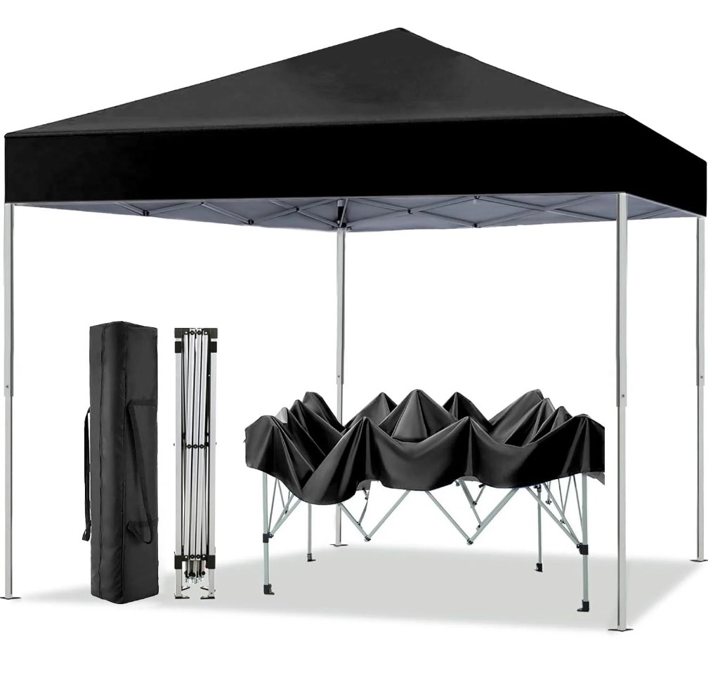  Outdoor Pop up Canopy 10'x10' Tent Camping Sun Shelter-Series Party Tent (Black)