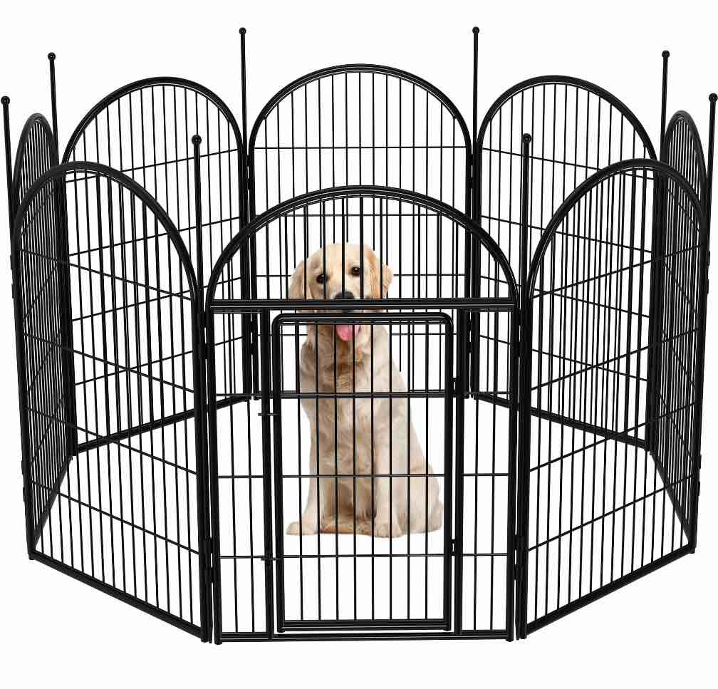 Monasem Dog Playpen Outdoor, 8 Panels 40" Height Dog Fence(Black)