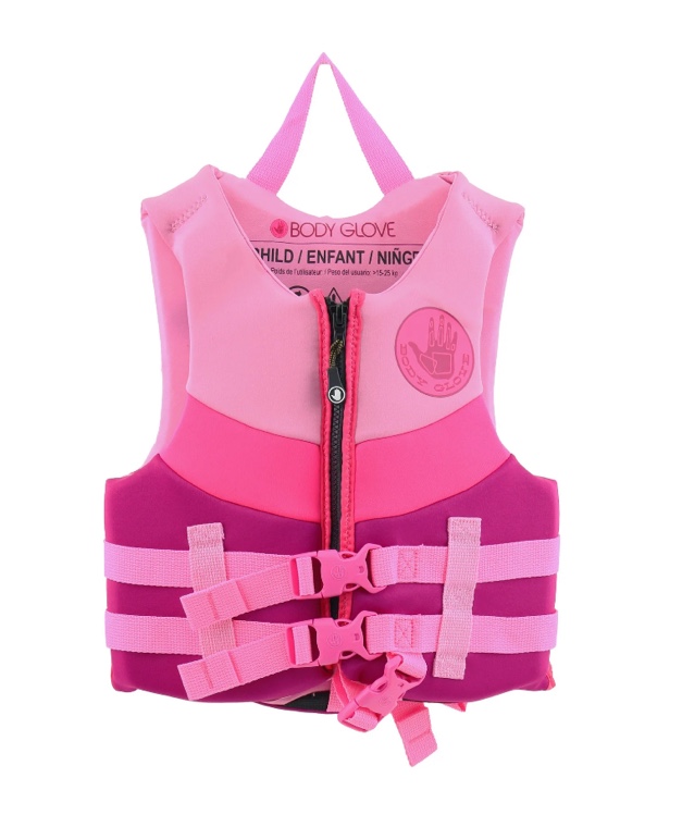 Body Glove Child's Neoprene PFD Life Jacket and Vest, Girl, 33-55 lbs., Pink