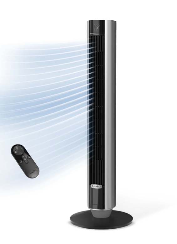 lasko 40” whisperforce dc technology tower fan, 29 ft/s airflow, remote, black, tdc401, new