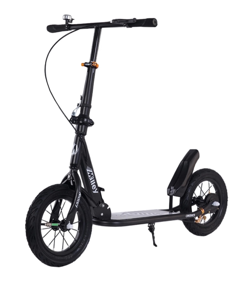 Shock-Absorbing Foldable Commuter Kick Scooter With 12" Large Smooth Rolling Rubber Air Tires Pink/Green/White/Black