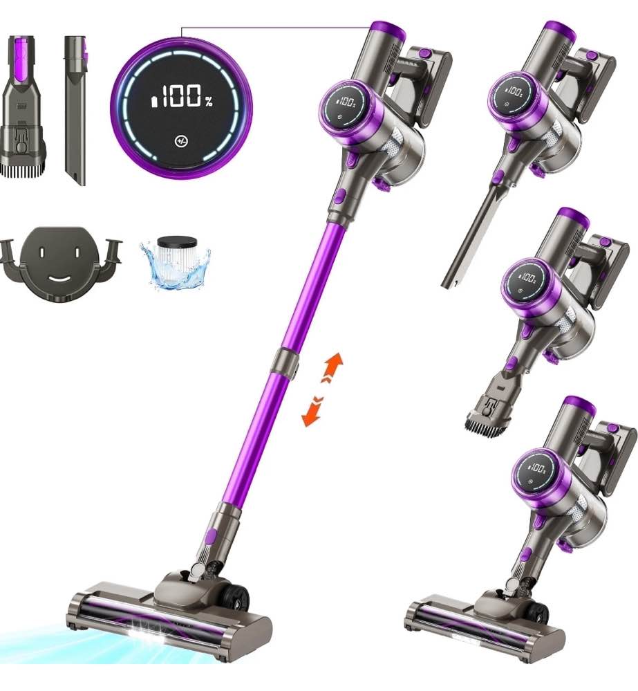KANFUAQ Cordless Stick Vacuum Cleaner 38KPA 50Mins 2200mAh Lightweight for Home Pet Hair Carpet Hard Floor