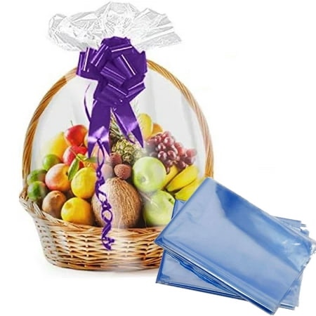 Tonchean 100PCS Clear Cellophane Gift Basket Bags Large Shrink Wrap Bags 23.6 X 27.6
