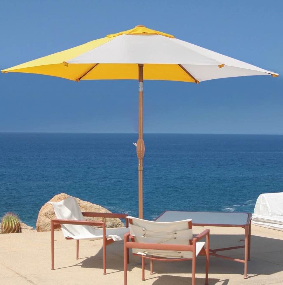 Ainfox 7.5ft Patio Umbrella,Outdoor Beach Portable Table Market Umbrella Waterproof UV-proof,Yellow/White