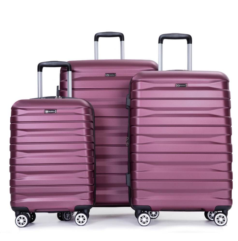 Paproos 21” Unisex 3-Piece Hardside Luggage Set, Red