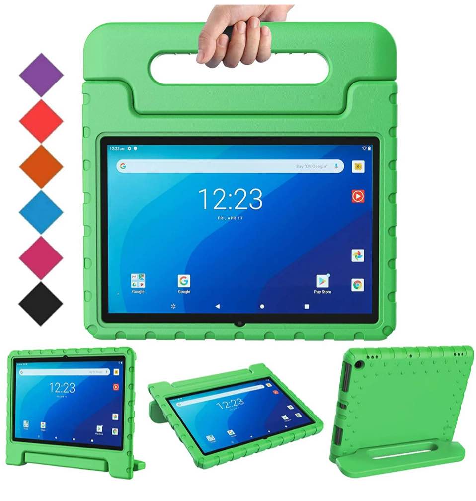 Golden Sheeps Kid Friendly Case Compatible for Walmart Onn Pro 10.1" Android Tablet 2020 Release (Model: 100003562) Shockproof Ultra Light Weight Convertible Handle Stand Cover (Green)