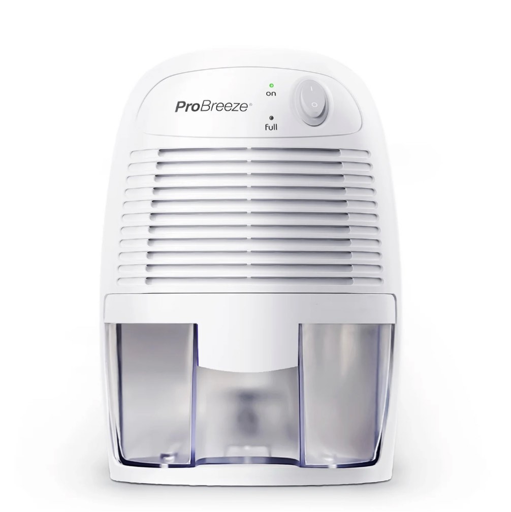 pro breeze mini portable dehumidifier, 17oz ultra quiet compact peltier dehumidifier, 215 sqft 1pack