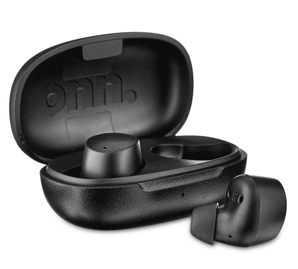 onn. true wireless headphones with charging case  black  aaablk100024300
