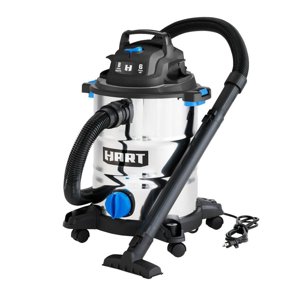 HART 8 Gallon 6 Peak HP Stainless Steel Wet/Dry Vacuum, VOC812SF 3703