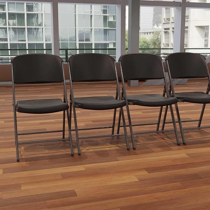 lifetime commercial grade contoured folding chair, black 6 chairs