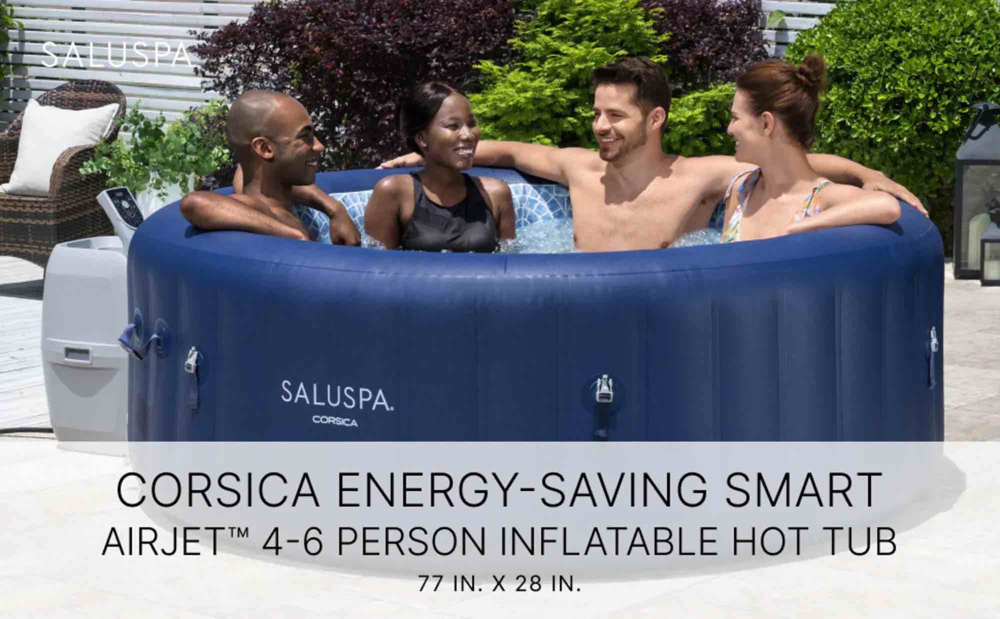 SaluSpa Corsica Energy-Saving Smart AirJet Inflatable Hot Tub, 77" x 28"