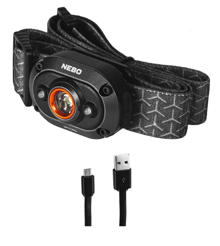 nebo mycro 400 lumen led black rechargeable headlamp and cap light