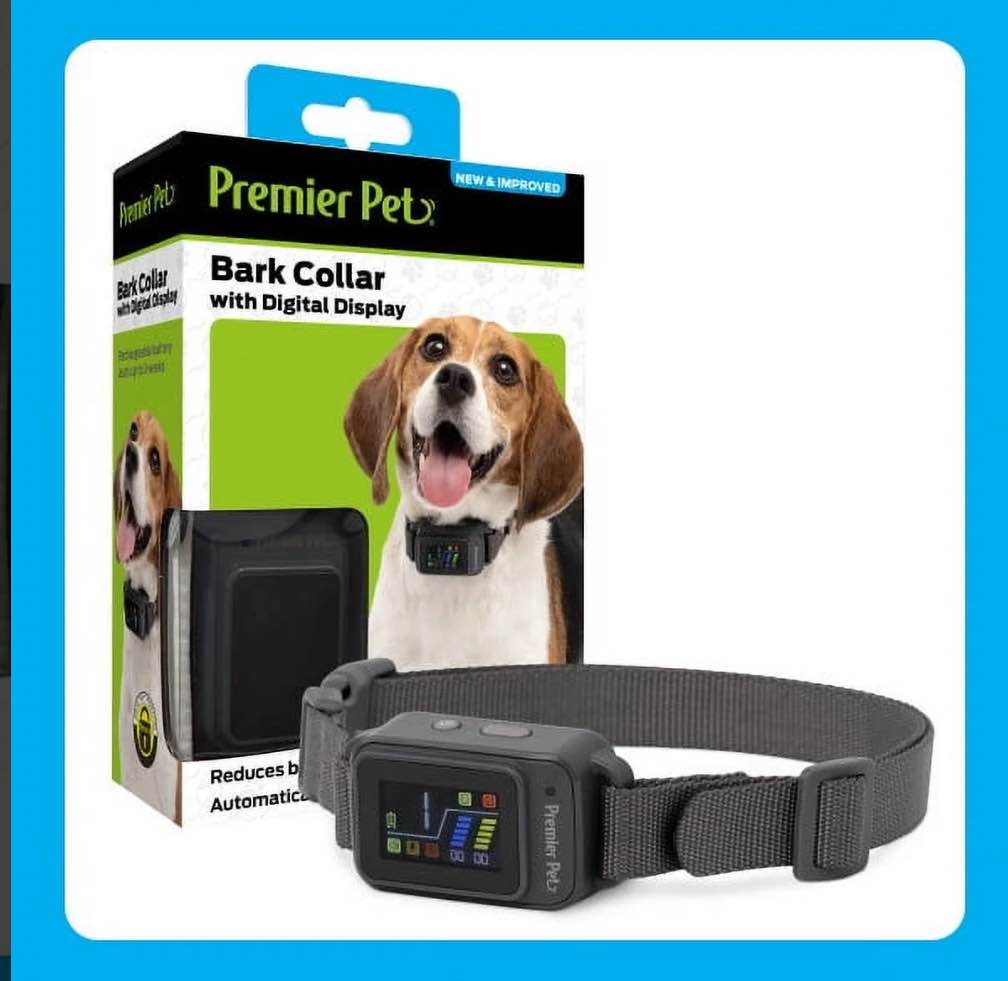 premier pet bark collar with digital display - reduces barking quickly & safely