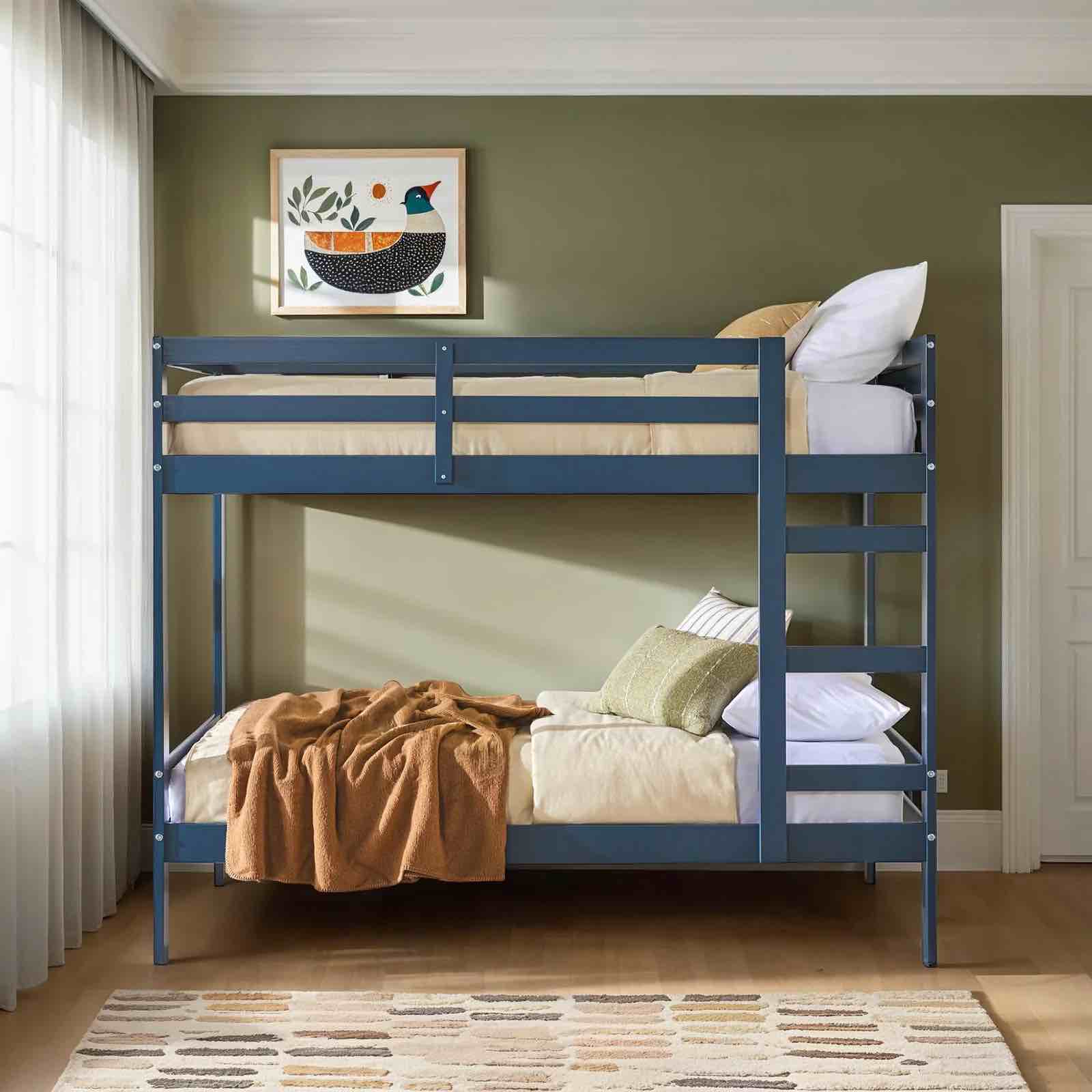 Simple Solid Wood Over Twin Size Bunk Bed