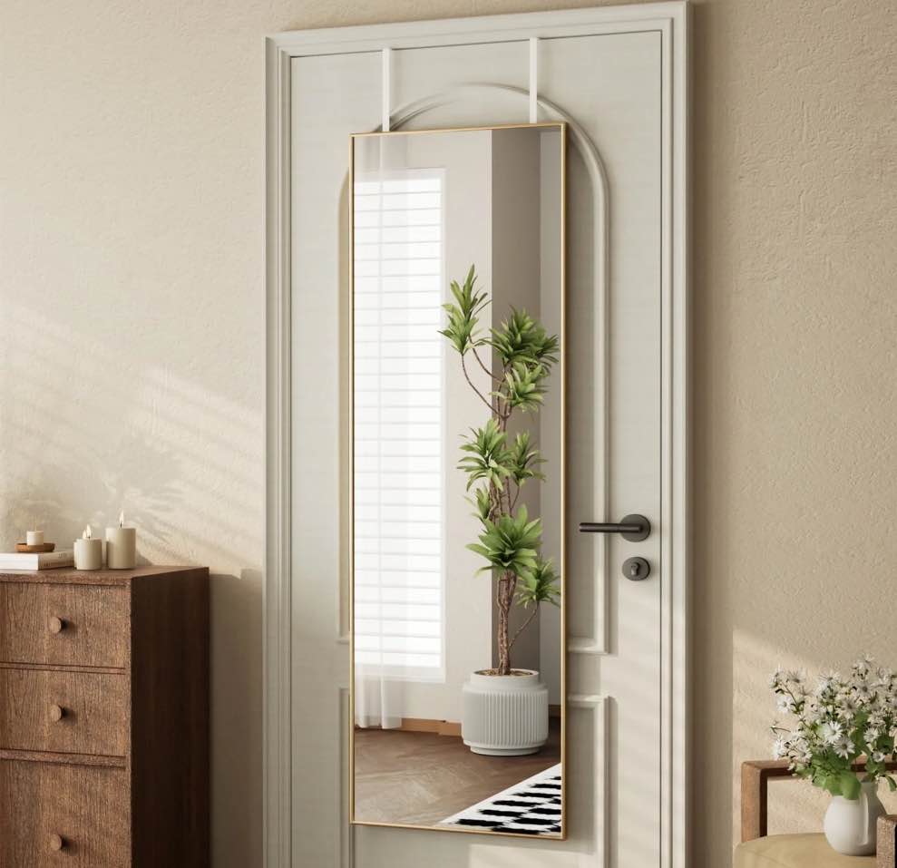 BEAUTYPEAK 50"x 16" Full Length Door Mirror Hanging Wall-Mounted Mirrors, Gold