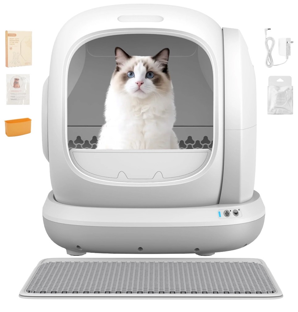 75l smart automatic self-cleaning cat litter box, app control/integrated safety protection,gray