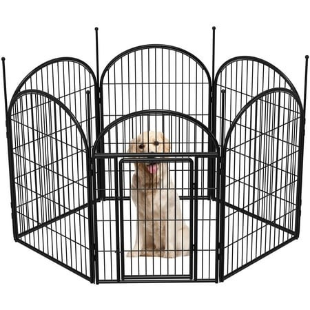 Monasem Dog Playpen Outdoor, 6 Panels 40" Height Dog Fence(Black)