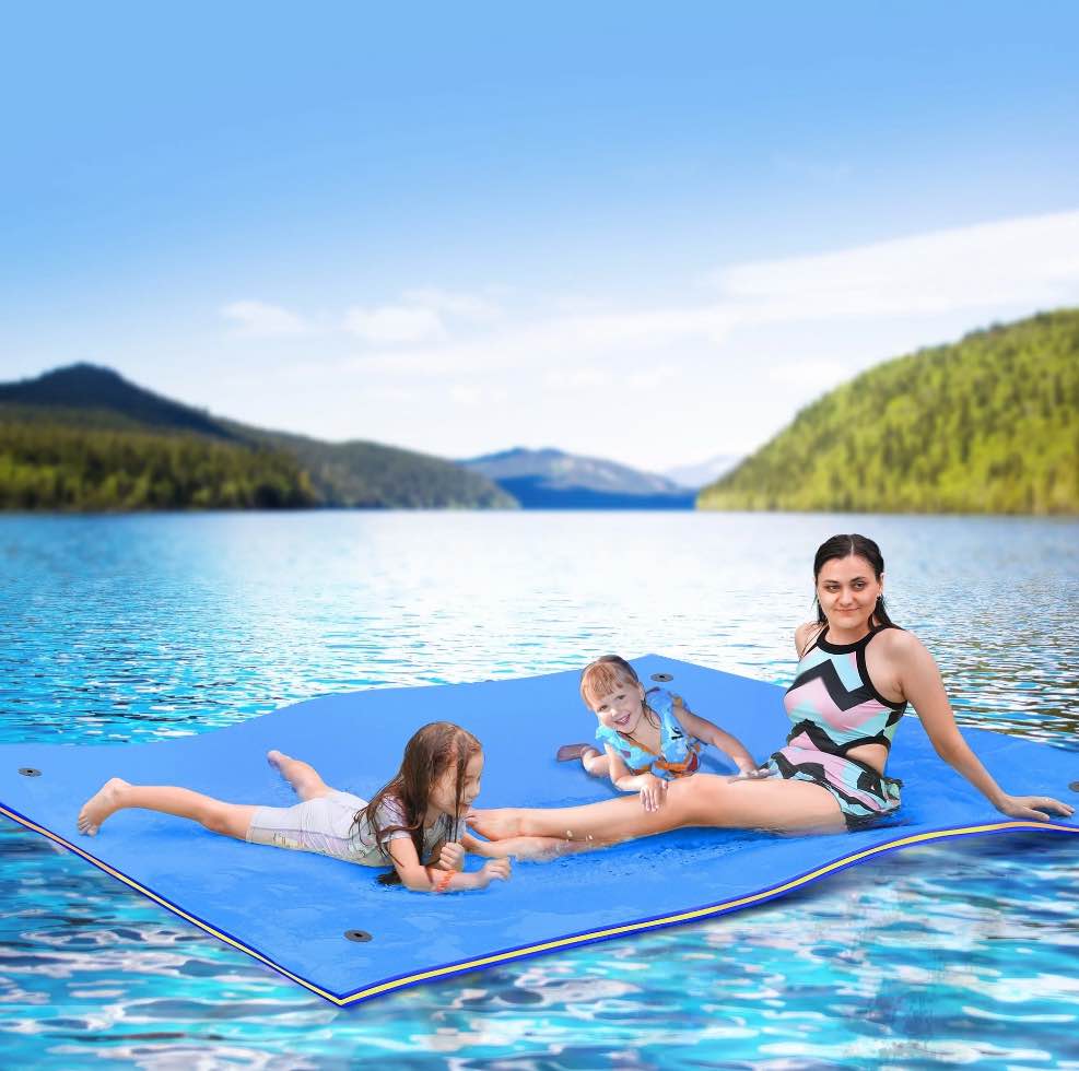 WARMOUNTS Water Floating Mat Foam Pad, 9x6FT Bouncy Tear-Resistant XPE Foam, Recreation and Relaxing for Pool Lake River Ocean Outdoor Water Activities