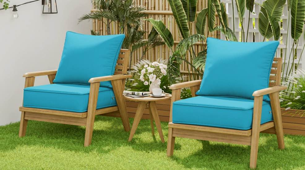 Pakunoda Outdoor Deep Seat Cushion Set for Patio Furniture, Waterproof & Fade Resistant, 22" L X 24" W X 4" H,Lake Blue