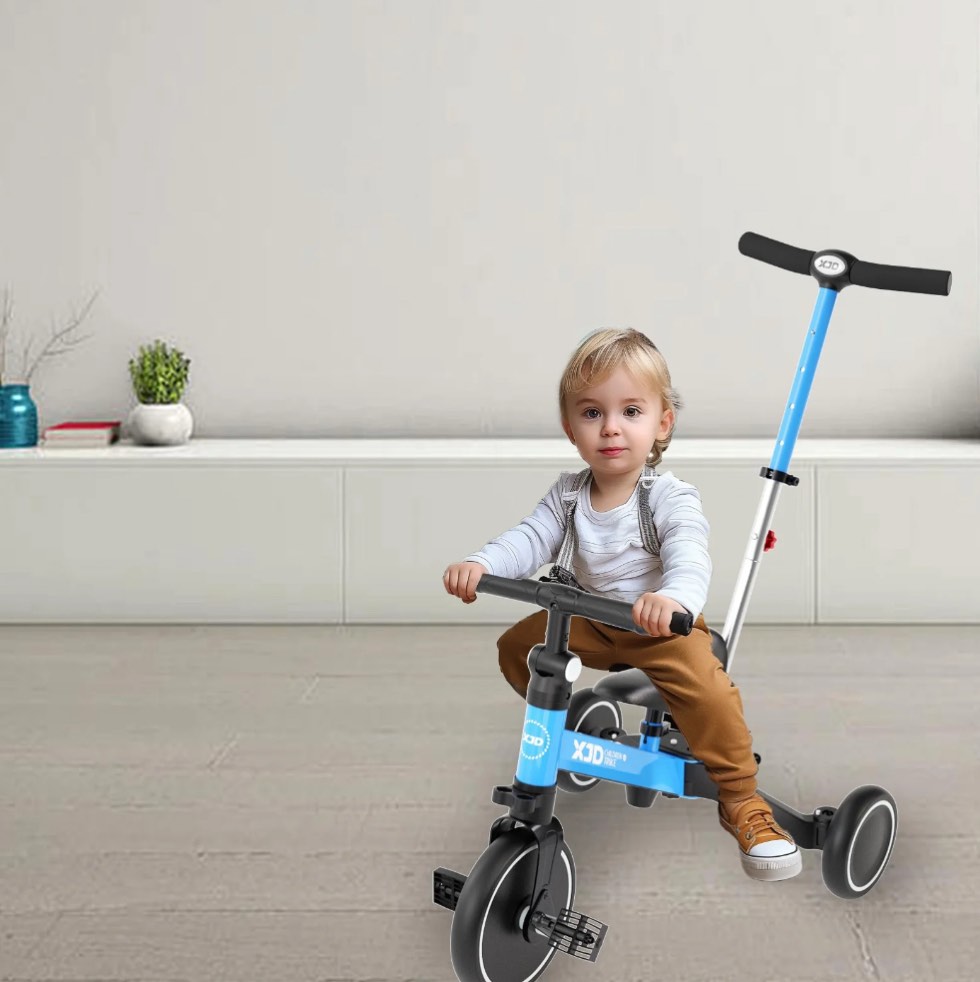 XJD 7-in-1 Toddler Bike with Push Handle for 1 Year to 4 Years Old Kids, Toddler Tricycle Kids Trikes Tricycle, Gift & Toys for Boy & Girl, Balance Training, Removable Pedals