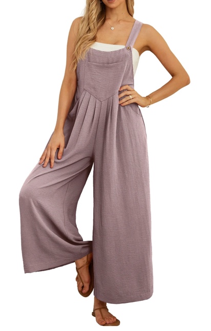 Cueply Women's Overalls Jumpsuits Casual Loose Adjustable Straps Wide Leg Long Pant with Pockets Size - S-M