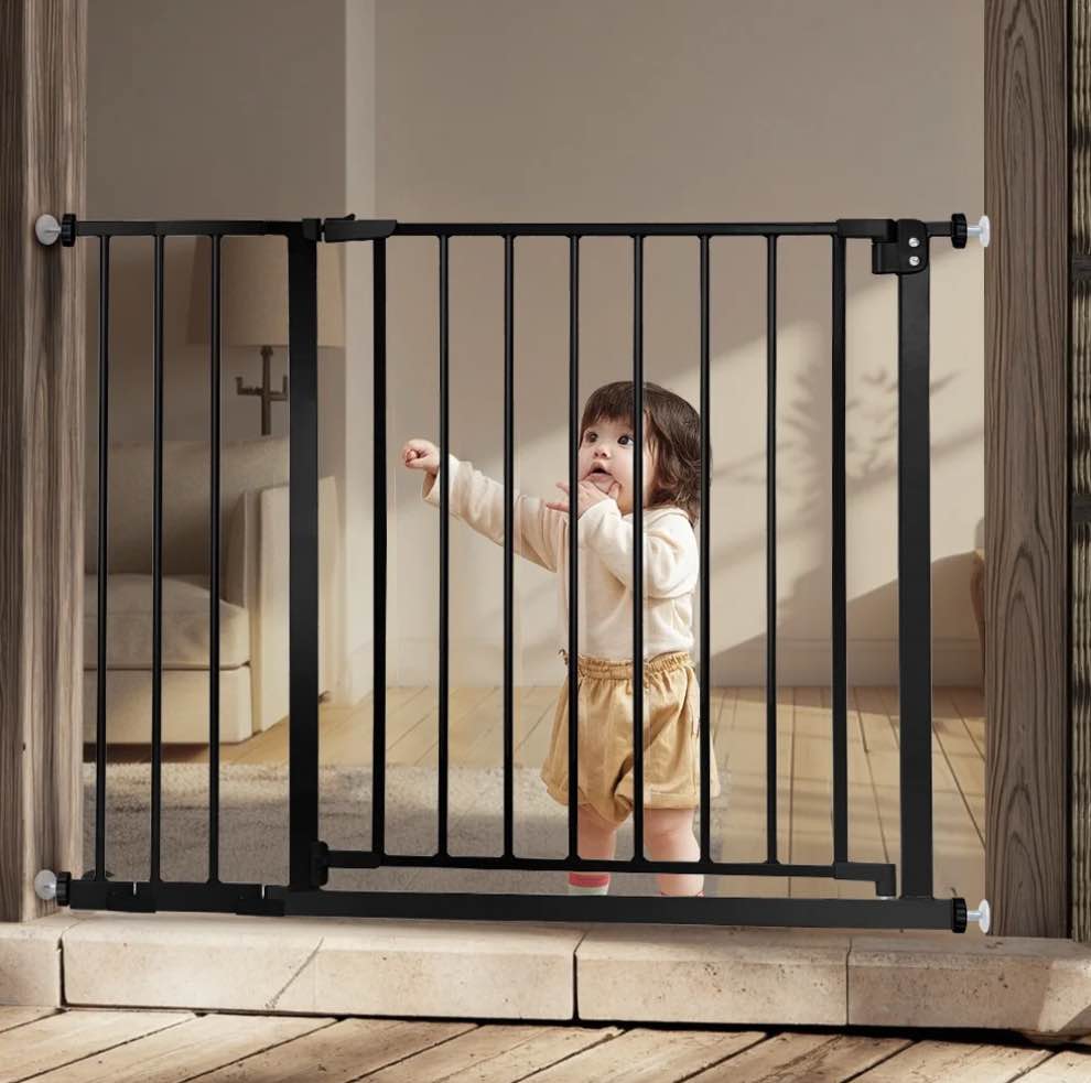 Baby Safety Gate, Baby Gates for Top Stairs Doorway, 29.5''- 40.5''Wide Pressure Mount, Black