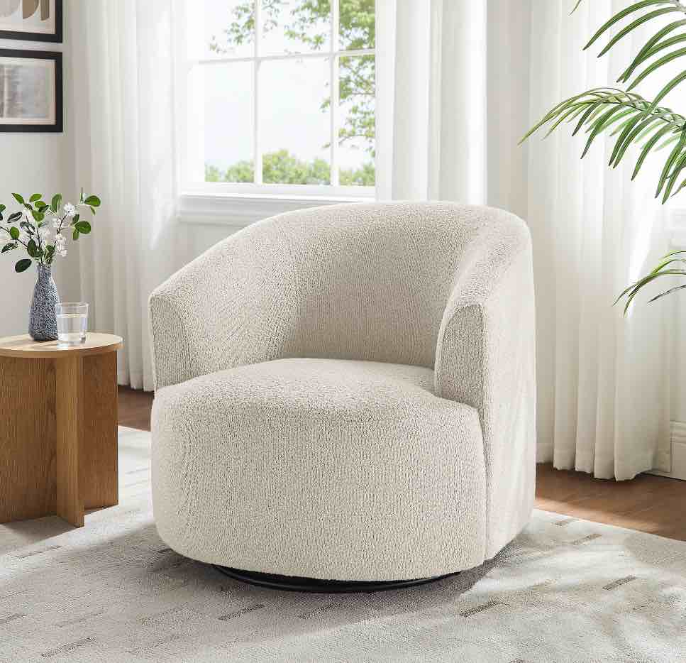 Mainstays Boucle Swivel Accent Chair, Cream