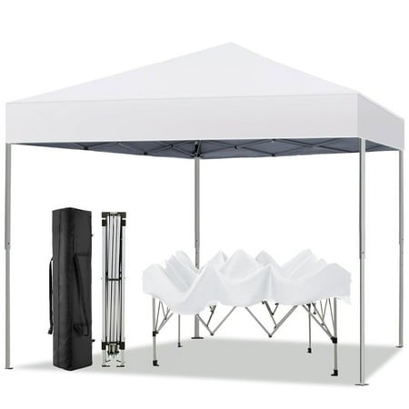 GVDV 10 ft x 10 ft Easy Pop up Outdoor Canopy Tent, Straight Legs Instant Canopy for Outside with Carrying Bag, White