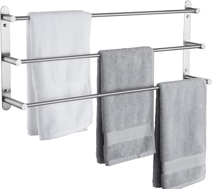 kes bath towel bar 30 inch 3-tier bathroom towel rack wall mount sus304 stainless steel brushed finish, bth202s75-2
