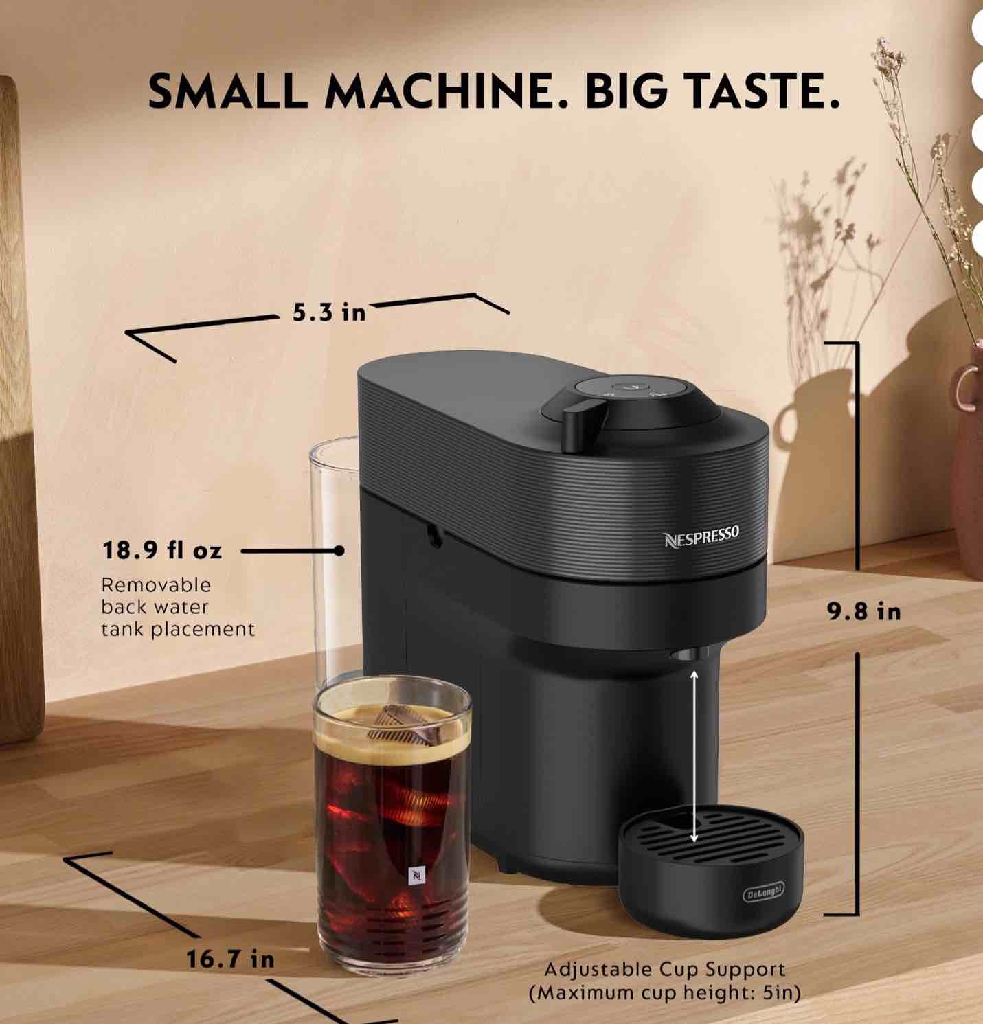 Nespresso Vertuo Pop Coffee and Espresso Maker by De'Longhi, Liquorice Black