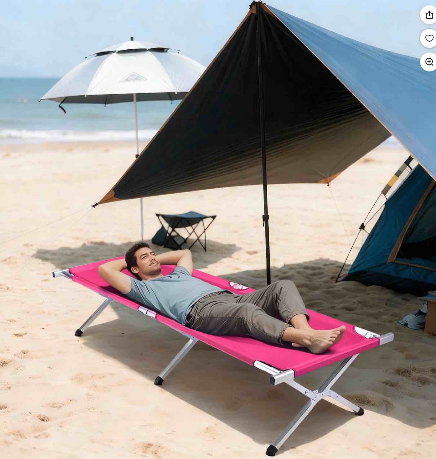 Ktaxon Shock Pink Folding Chaise Lounge Outdoor Portable Beach Lawn Recliner Reclining