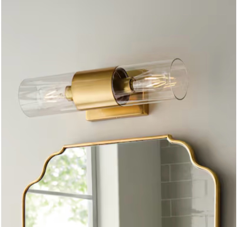  allen + roth Rexburg 4.7-in 2 Light Brushed Gold Transitional Bathroom Vanity light