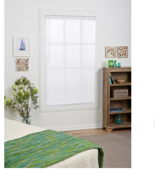 Project Source Light Filtering 1-in Slat Width 58-in x 64-in Cordless White Vinyl Light Filtering Mini-blinds