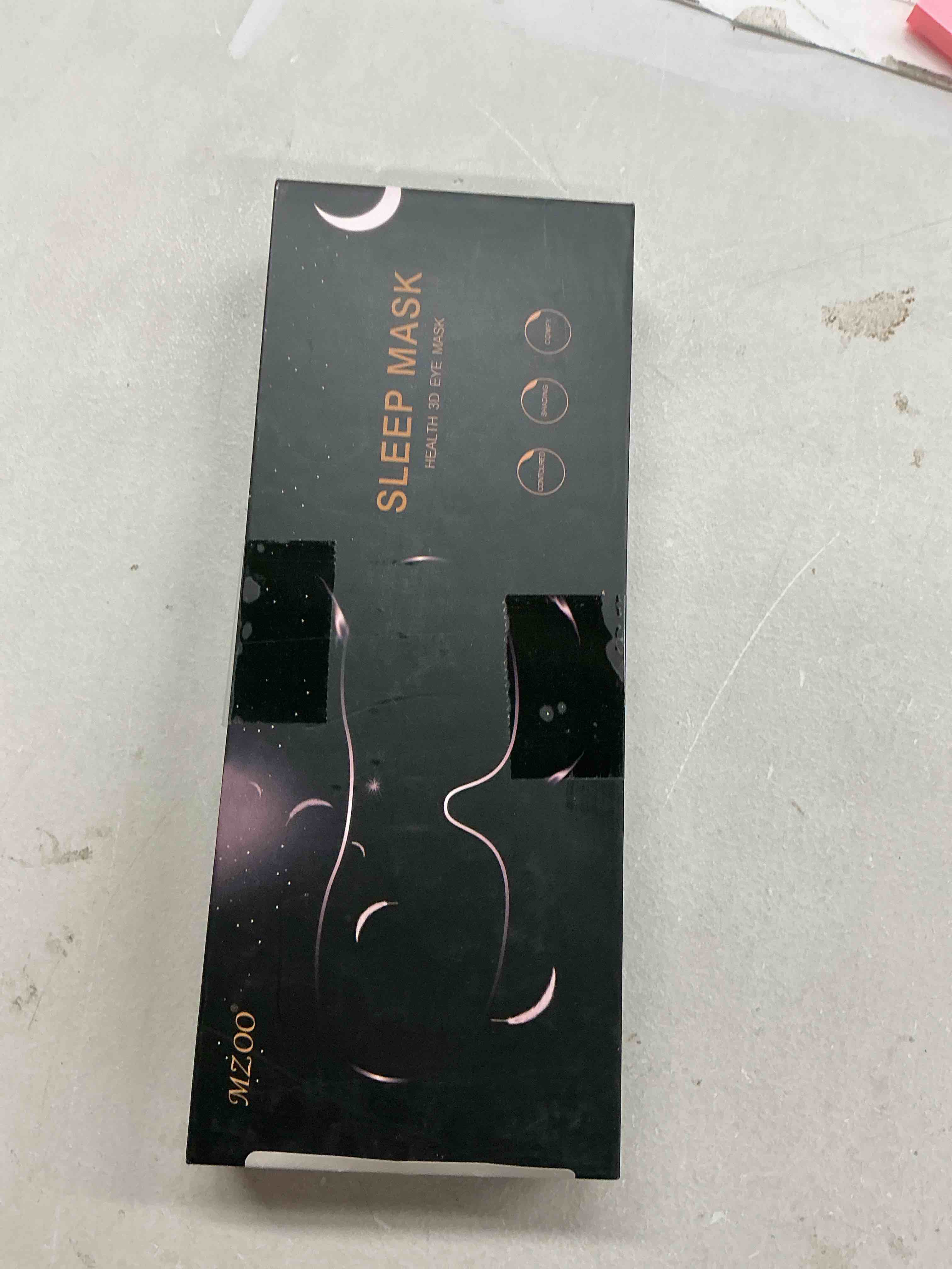 Condition photo showing Good Condition for mzoo luxury sleep mask for back, side sleeper, complete light blocking sleeping eye mask night blindfold, 3d zero pressure & spacious for lash extensions, breathable soft eye cover flight nap travel n-black (silver edge)