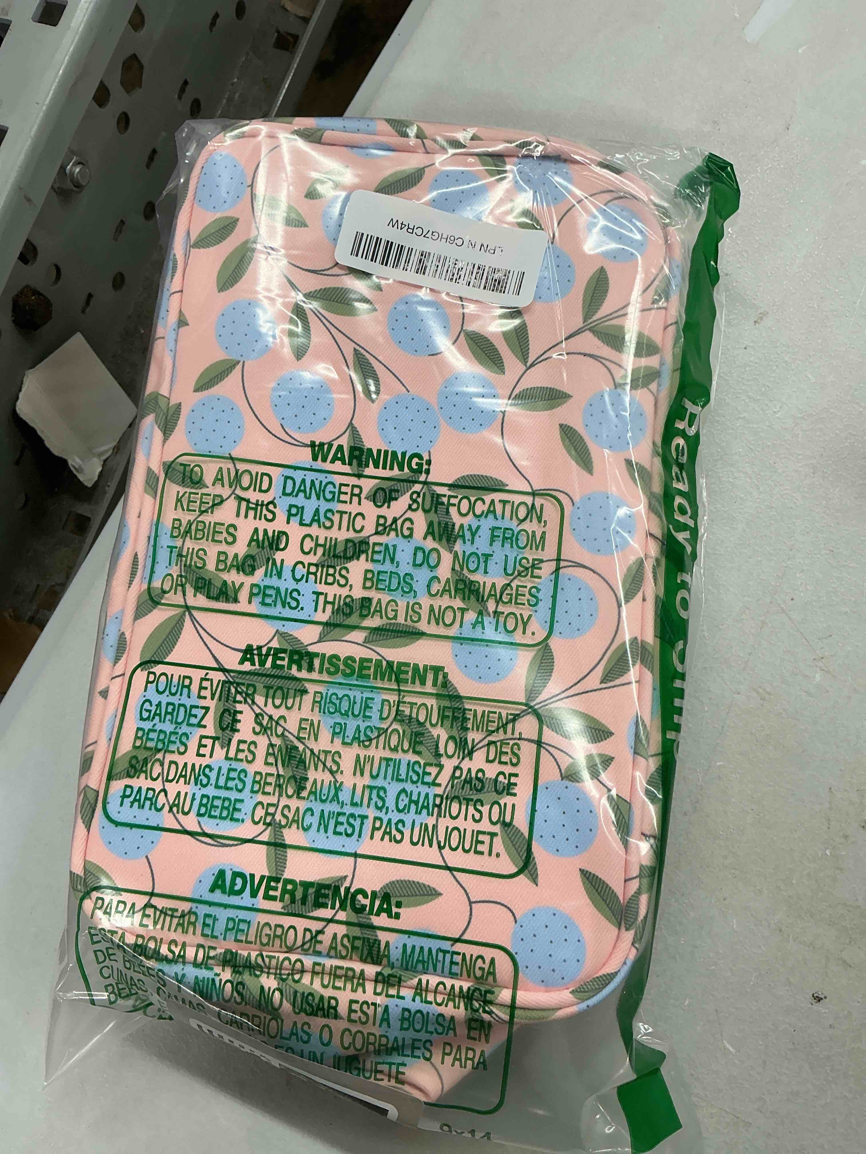 Condition photo showing Good Condition for maange travel makeup bag, cosmetic bag, portable large capacity makeup case, make up organizer for women, oxford cloth toiletry bag with handle (pink plants)