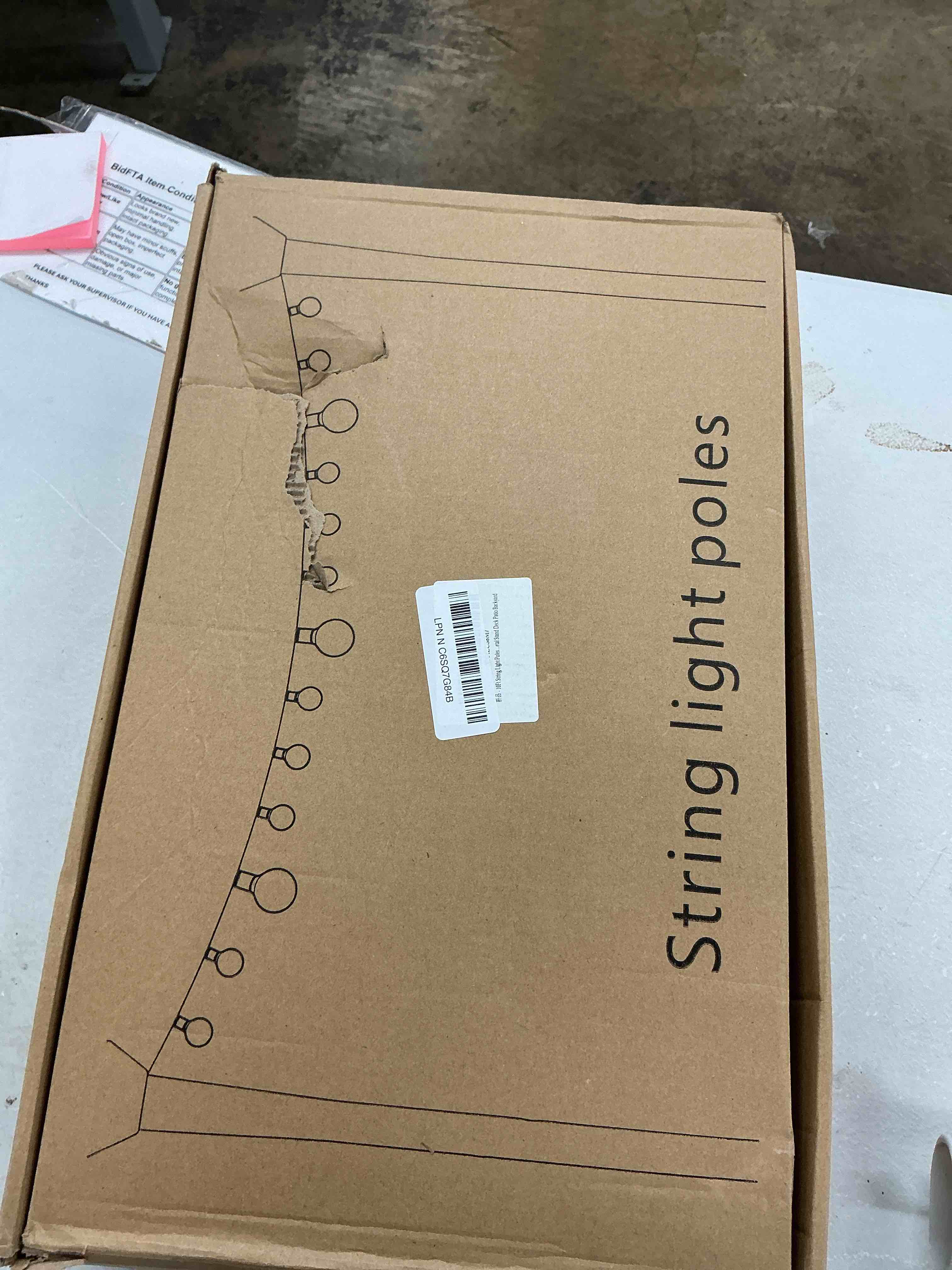 Condition photo showing Good Condition for 10ft string light poles 4 pack,light poles for outside lights,outdoor with fence brackets hanging lights,metal stand deck patio backyard 4 pack 10ft string light poles
