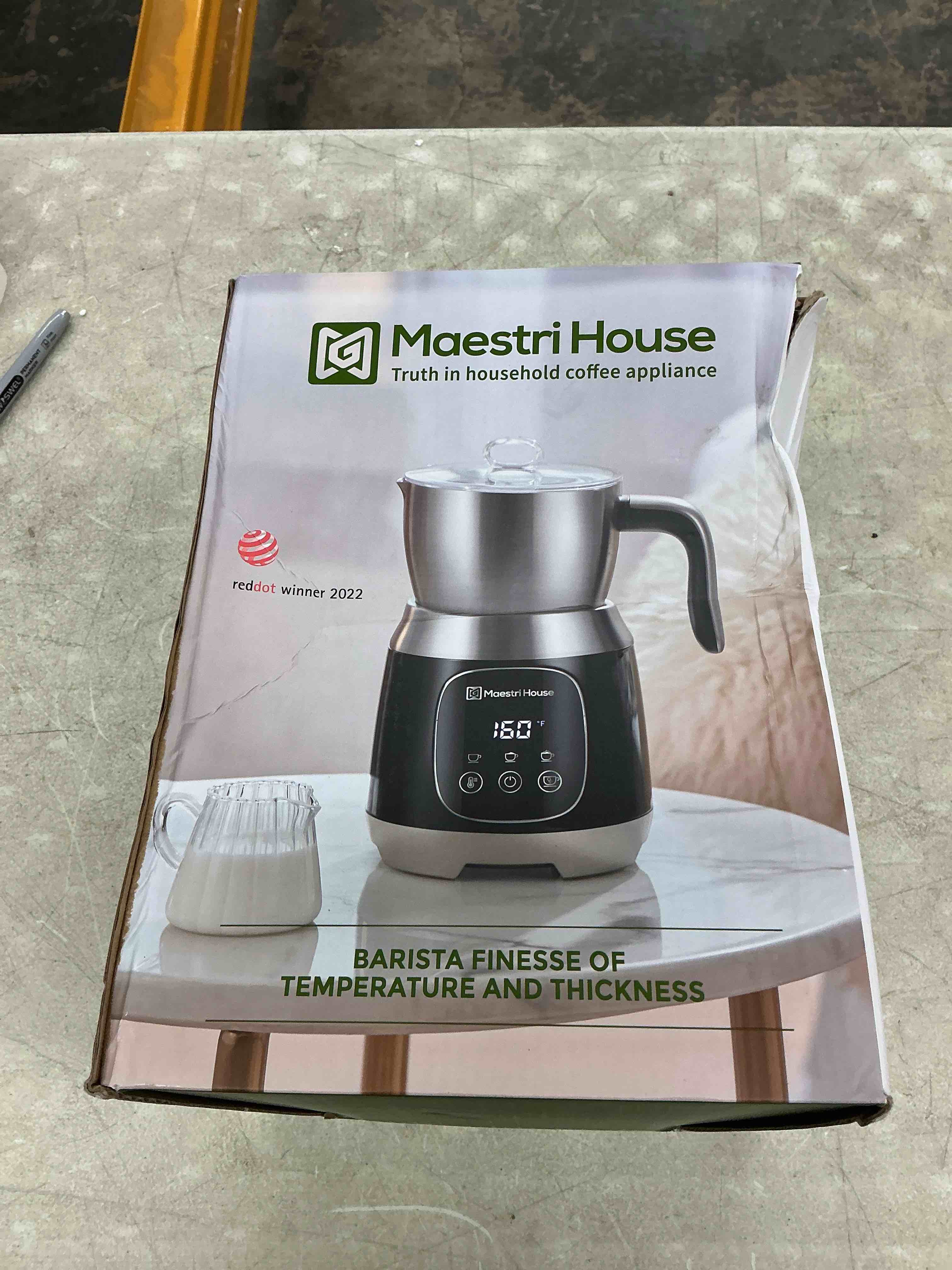 Condition photo showing Good Condition for maestri house milk frother, variable temp and froth thickness dualfro 600 milk frother steamer, 21oz smart touch control milk warmer, dishwasher safe, memory function for latte&hot chocolate (black)