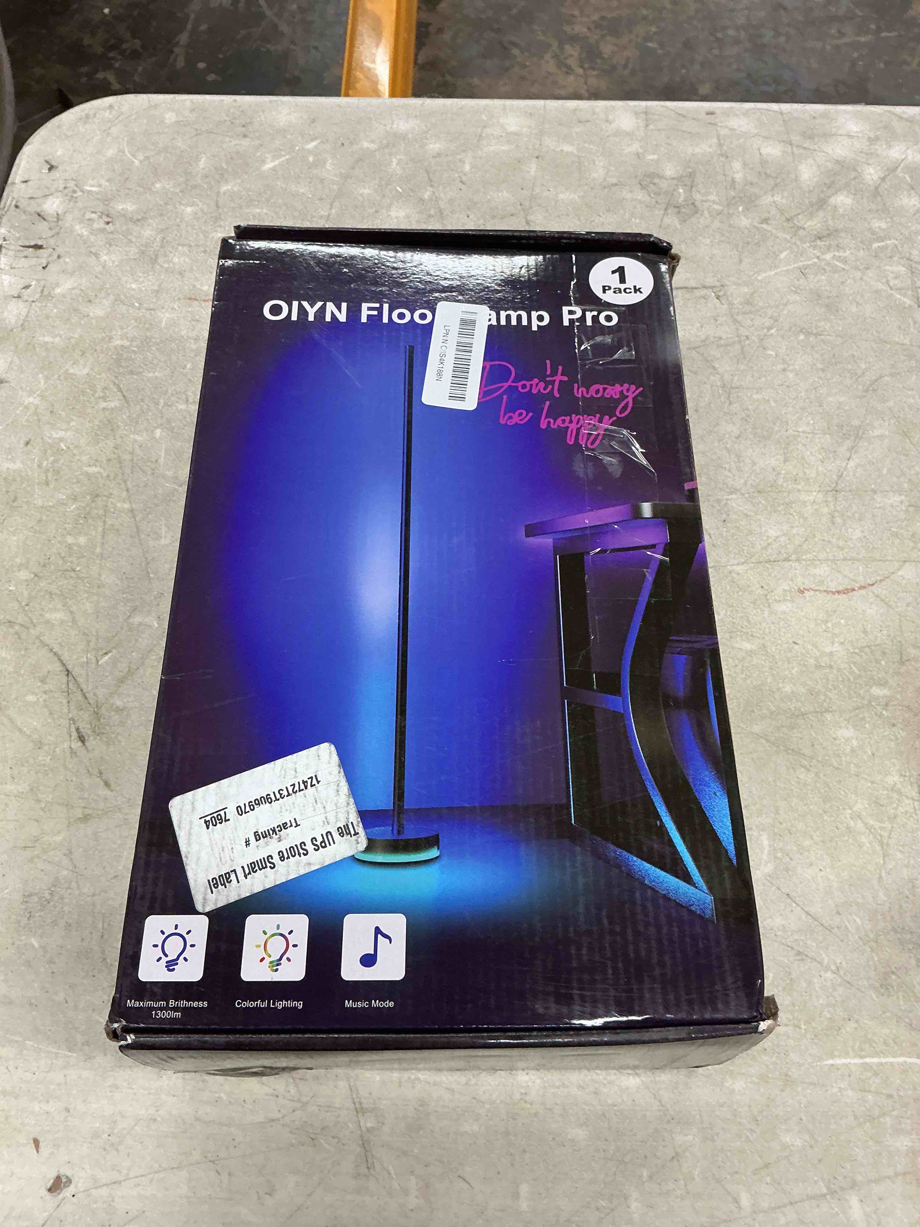 Condition photo showing Good Condition for oiyn corner floor lamp, rgbicw led corner lamp with 1300lm smart modern floor lamp,app & remote control,music sync,color changing standing lamp for bedroom living room and gaming rooms 1 pack
