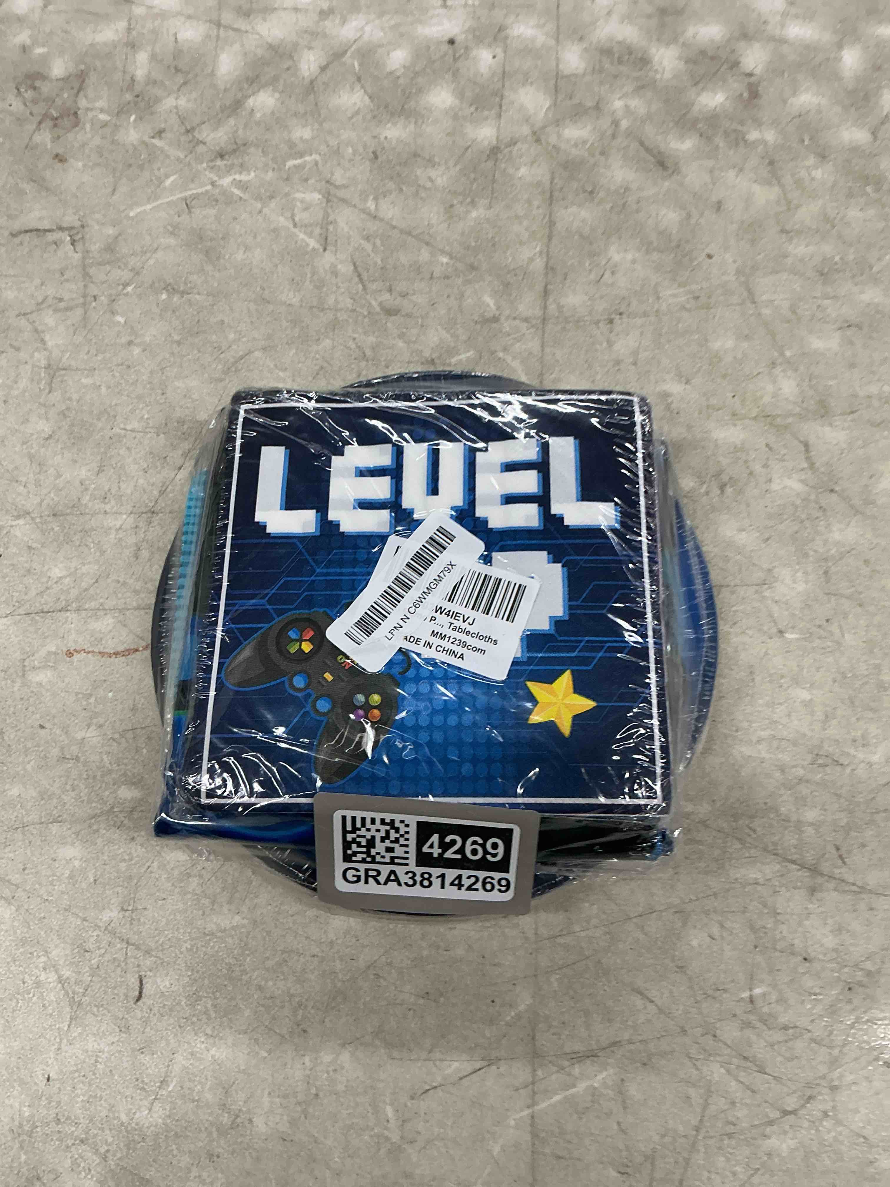 Condition photo showing Good Condition for video game party supplies tableware set for 24 guests gaming party birthday plates blue gamer party decorations includes plates, napkins, tablecloths