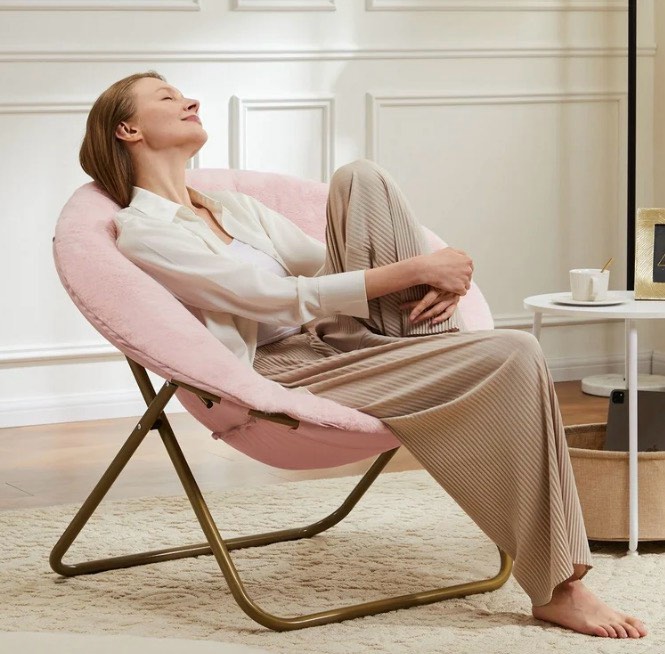 EDX Folding Steel Chair for Interiors, Pink
