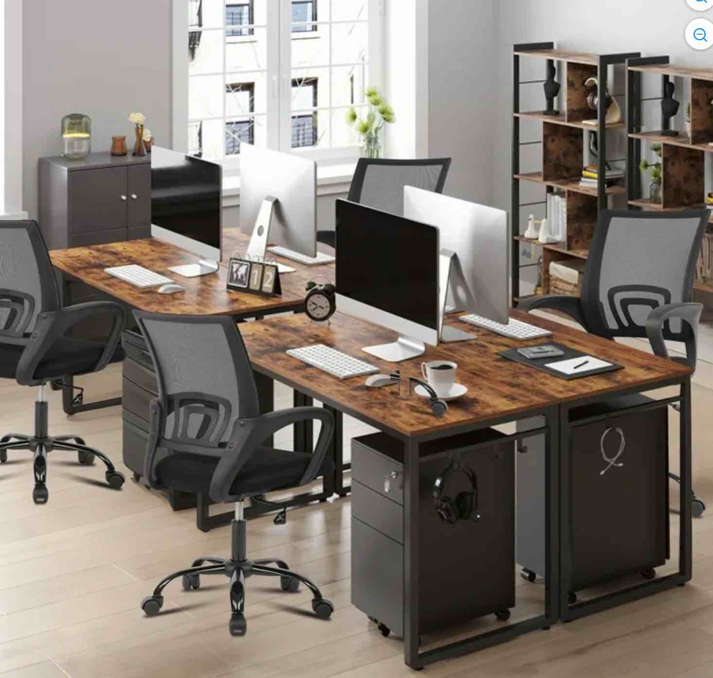 JONPONY Ergonomic Office Chair, Lumbar Support, Adjustable Height with Armrests for Adults, Black