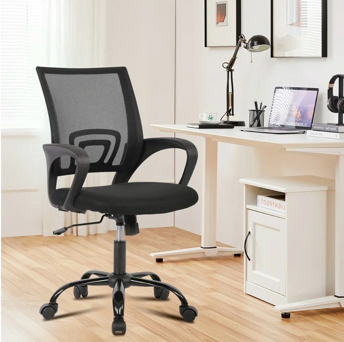 JONPONY Ergonomic Office Chair, Lumbar Support, Adjustable Height with Armrests for Adults, Black