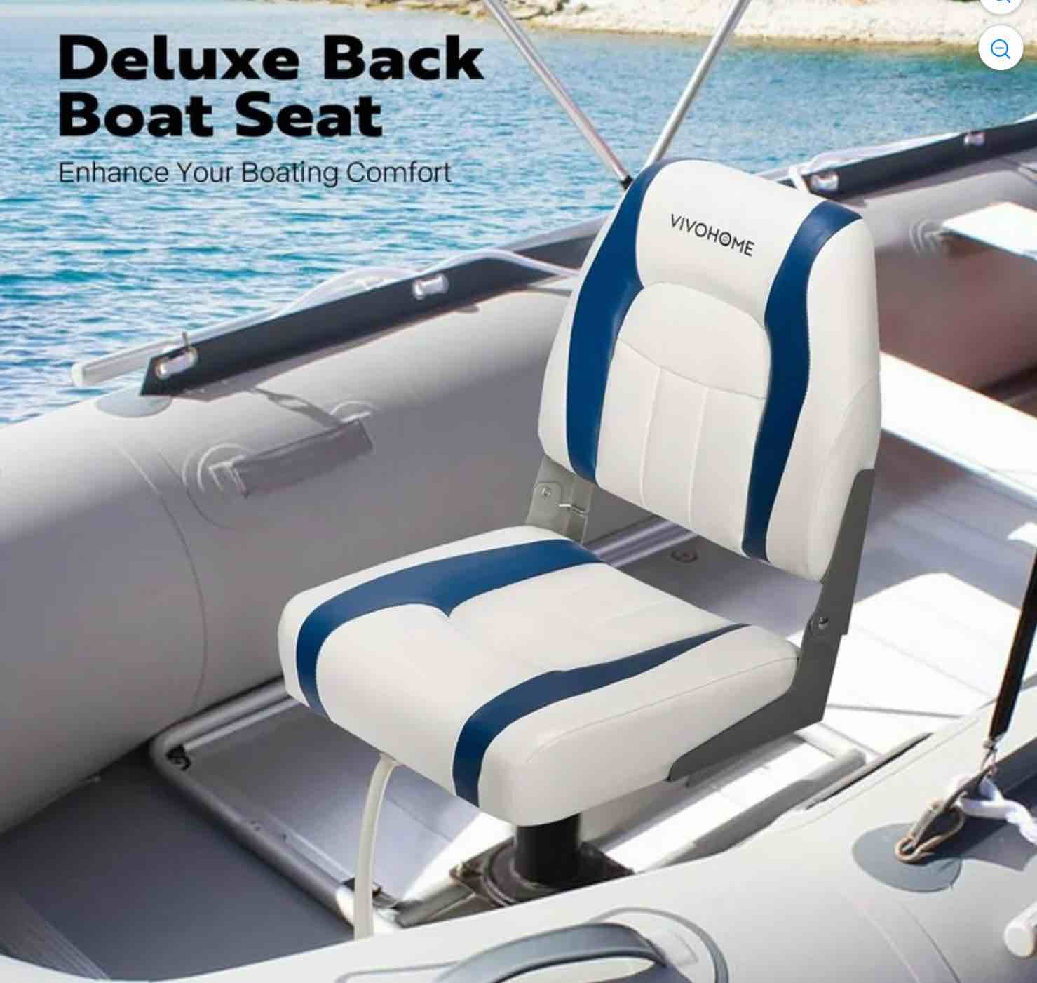 Specstar Blue/White Waterproof Boat Seat with Low Backrest, 2 Units