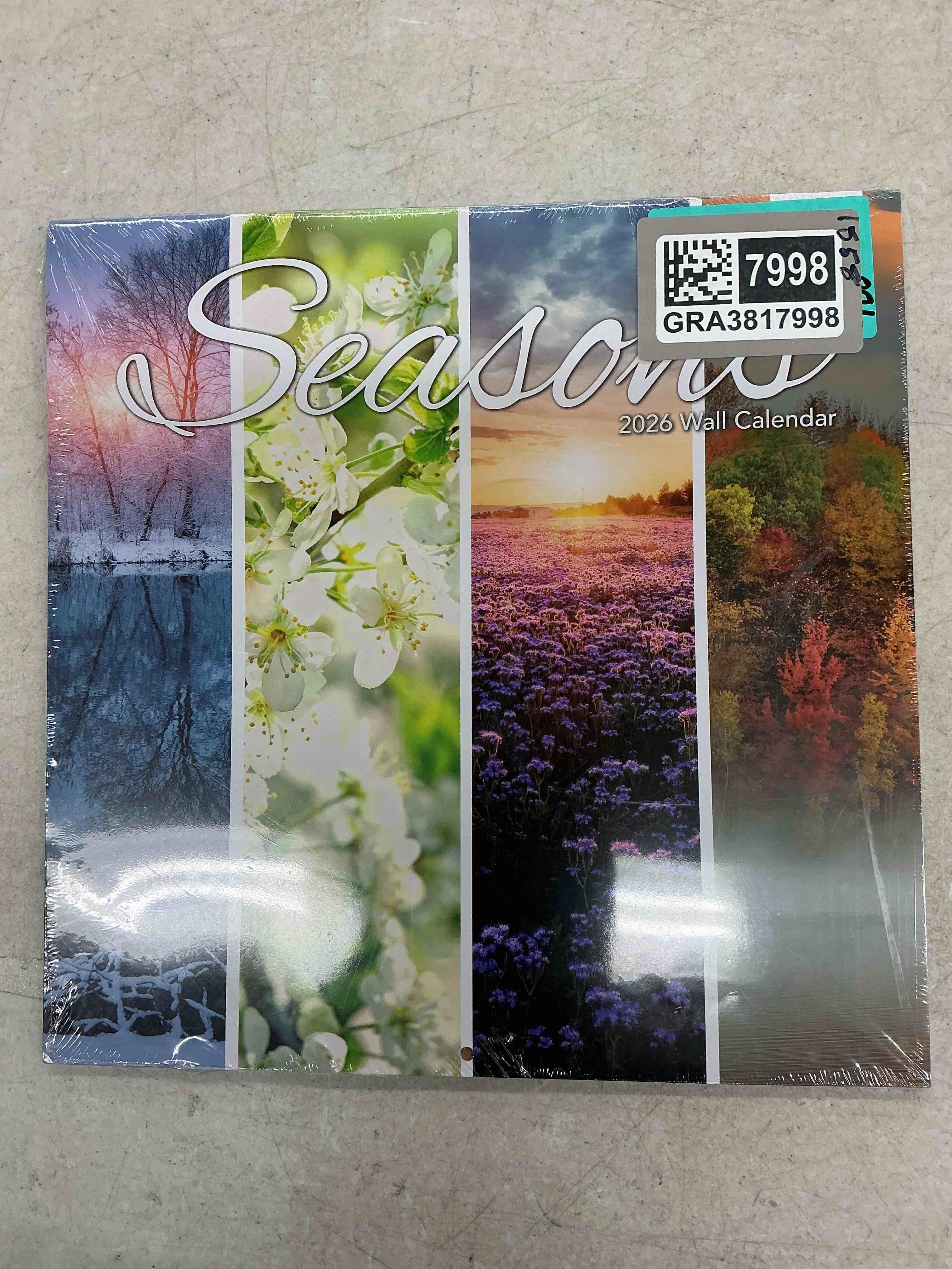 Condition photo showing Good Condition for turner licensing, seasons photo 2026 wall calendar, 12'' x 12'', 12-month calendar with stapled binding