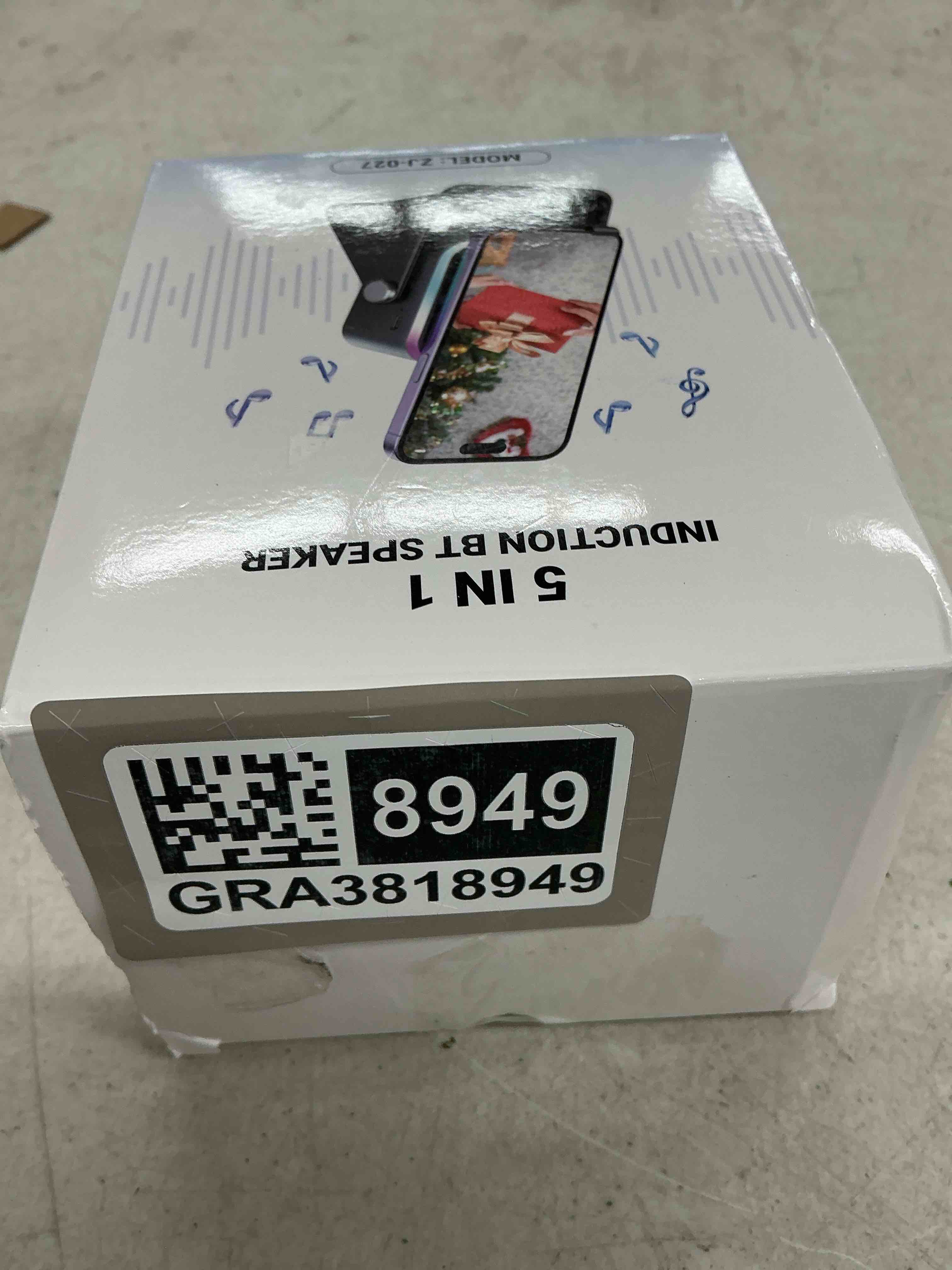 Condition photo showing Good Condition for wireless induction speaker 5-in-1 bluetooth speaker with phone stand,stereo sound, 3500mah rechargeable, 8 rgb ambient light, 360° adjustable holder for iphone/android/ipad,gifts for men women (black)