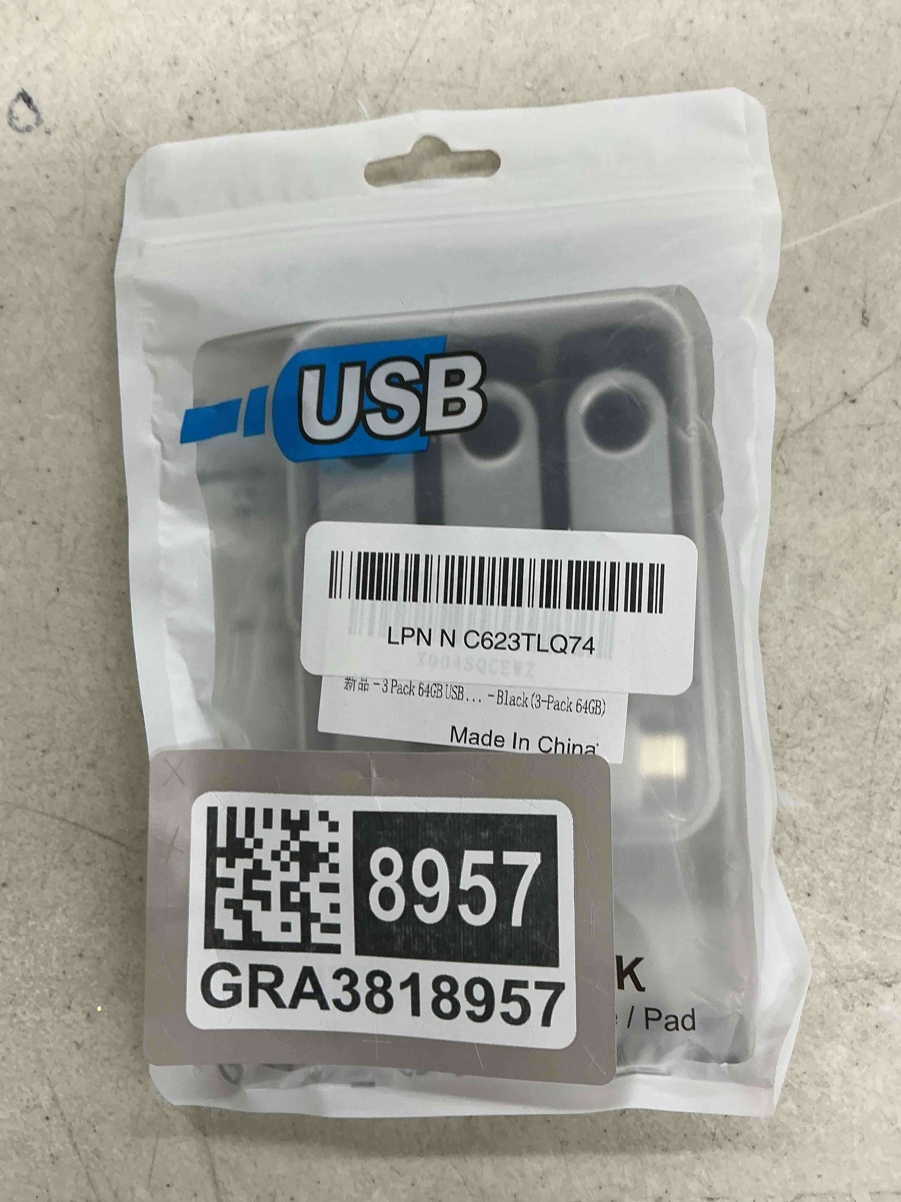 Condition photo showing Good Condition for 3 pack 64gb usb flash drive with type c adapter and storage box usb 2.0 high speed metal pen drive 360° rotatable storage memory stick for phone/pad/pc/laptop/android - black(3-pack 64gb)