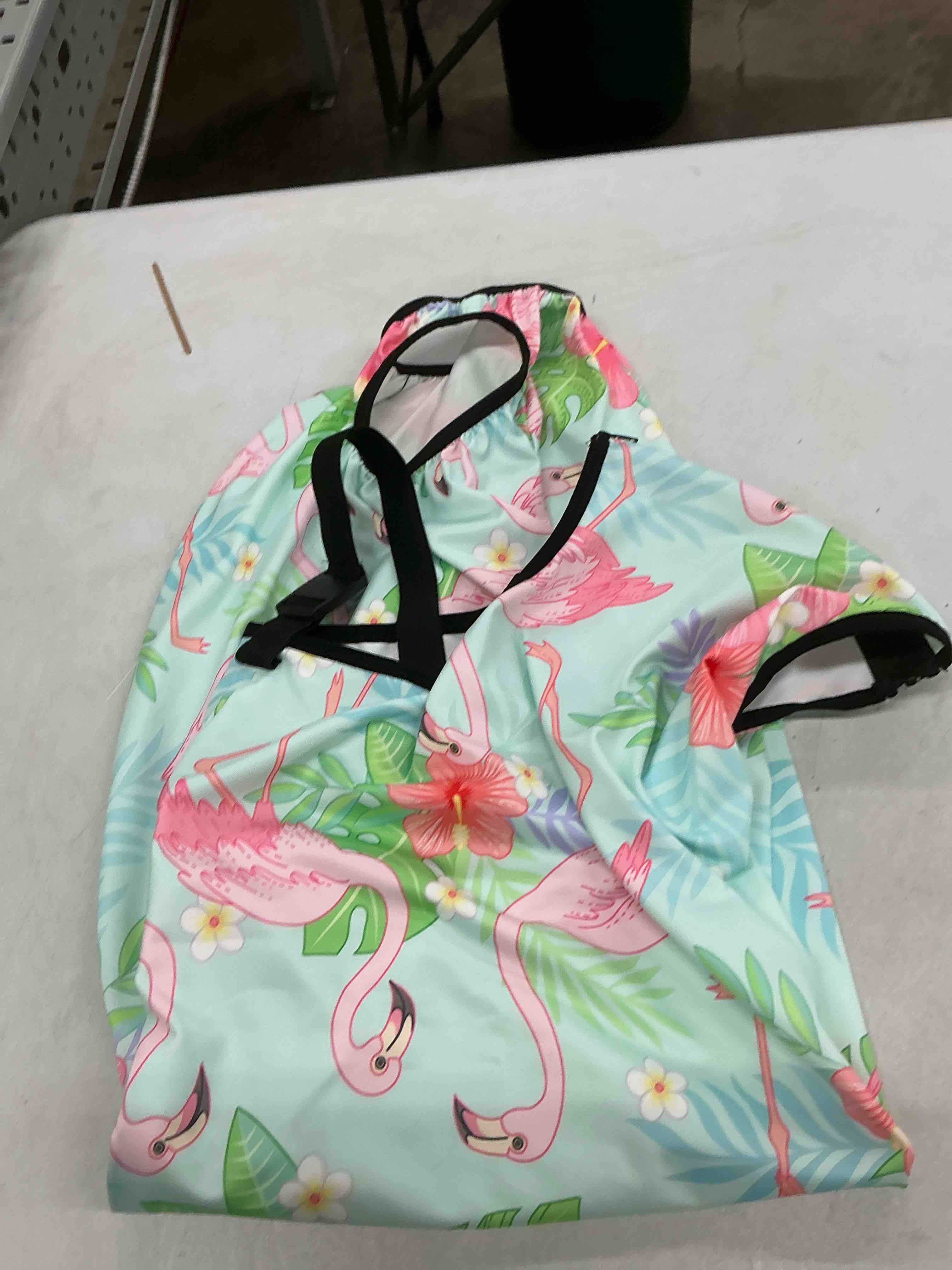 Condition photo showing Good Condition for flamingo tropical leaves pattern girls' one-piece swimwear 3t-10t soft stretchy for beach pool water park similar