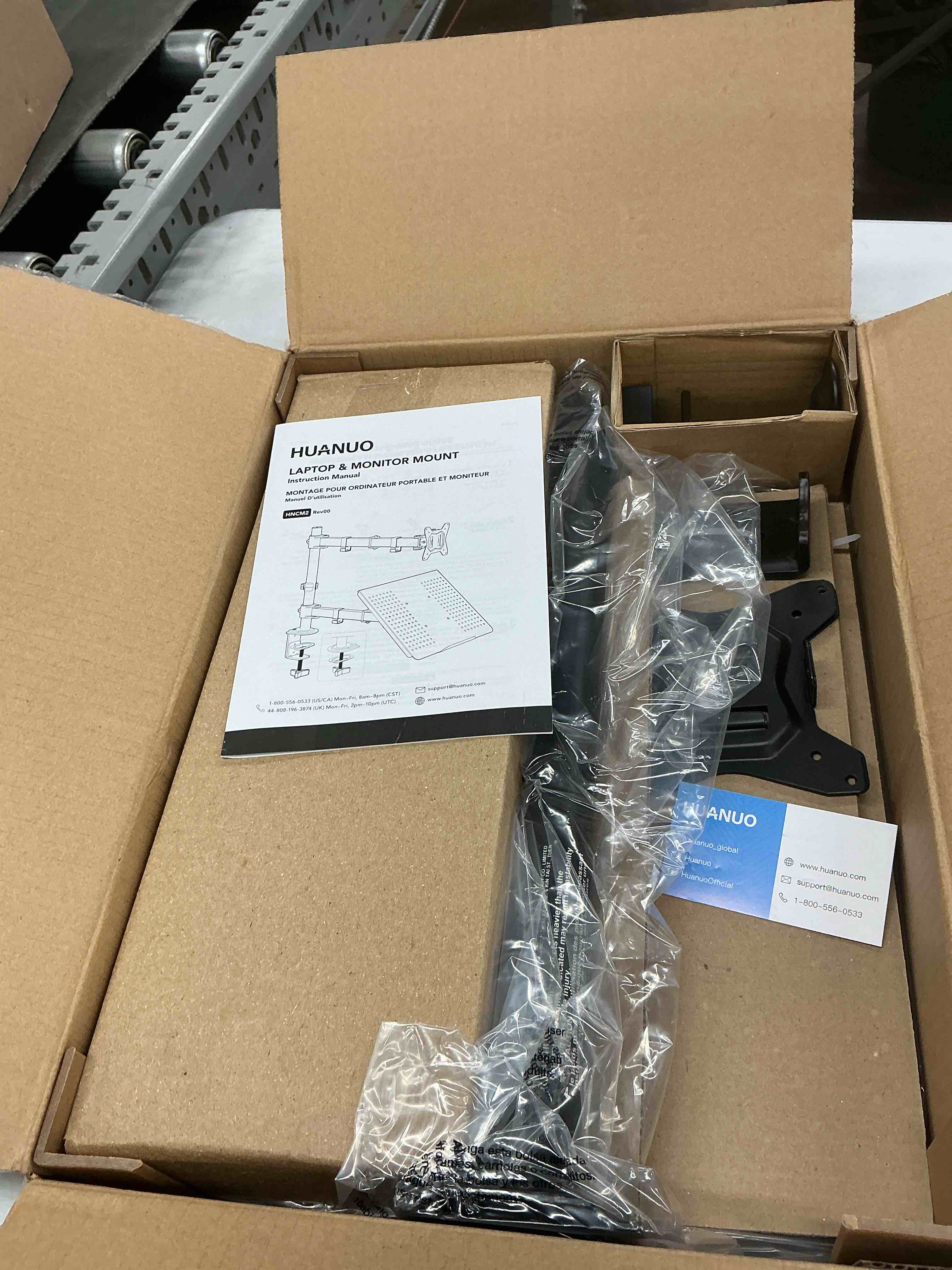 Condition photo showing Good Condition for huanuo adjustable monitor stand, single arm desk mount for 32 inch screen and 17 inch laptop, heavy duty ergonomic bracket holds 22lbs